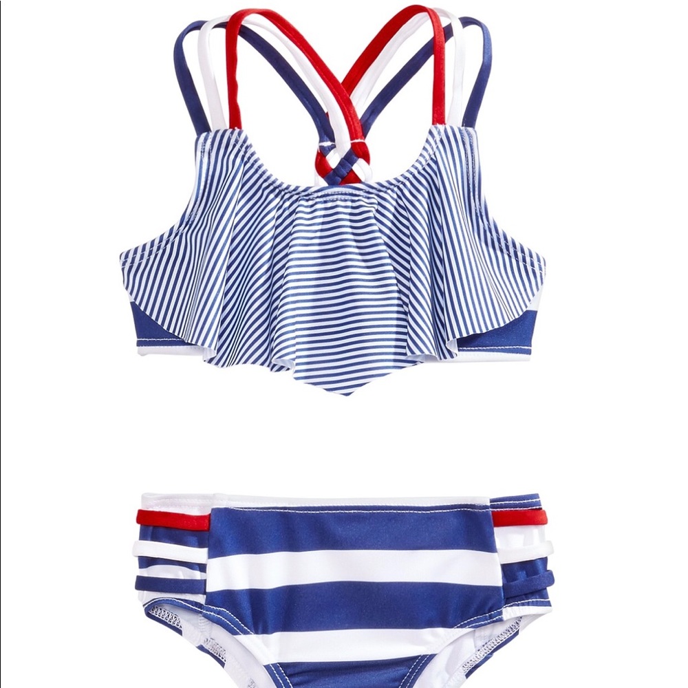 2 Piece Striped Swimsuit